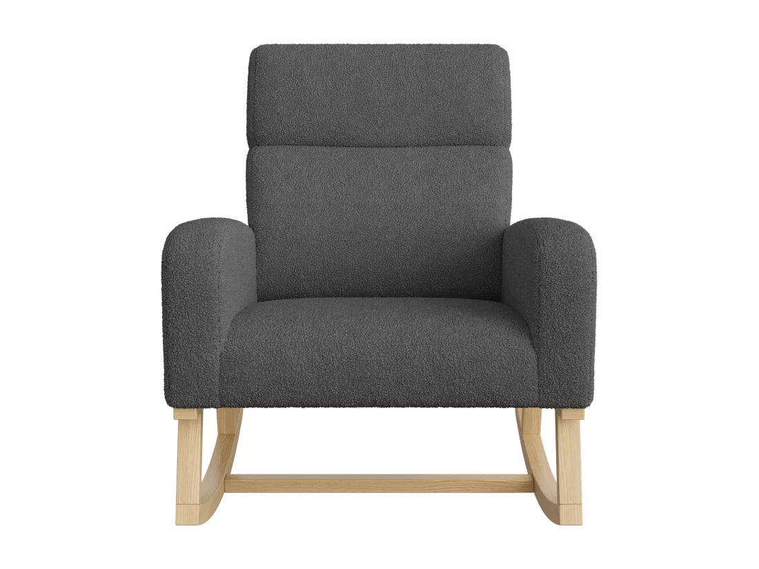 Fauteuil à bascule, avec accoudoirs, , dossier incliné, pieds en bois massif, - Gris foncé