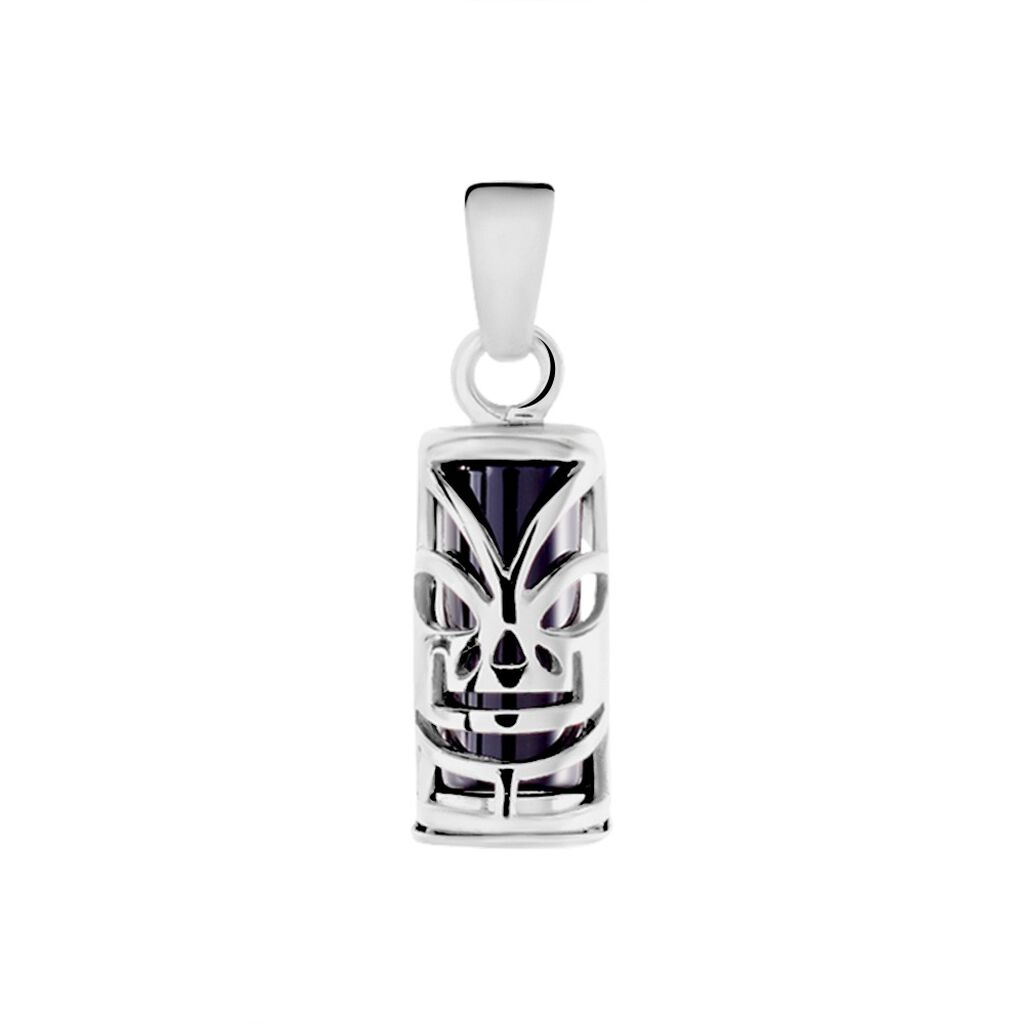 Pendentif Tiki Argent Blanc Onyx