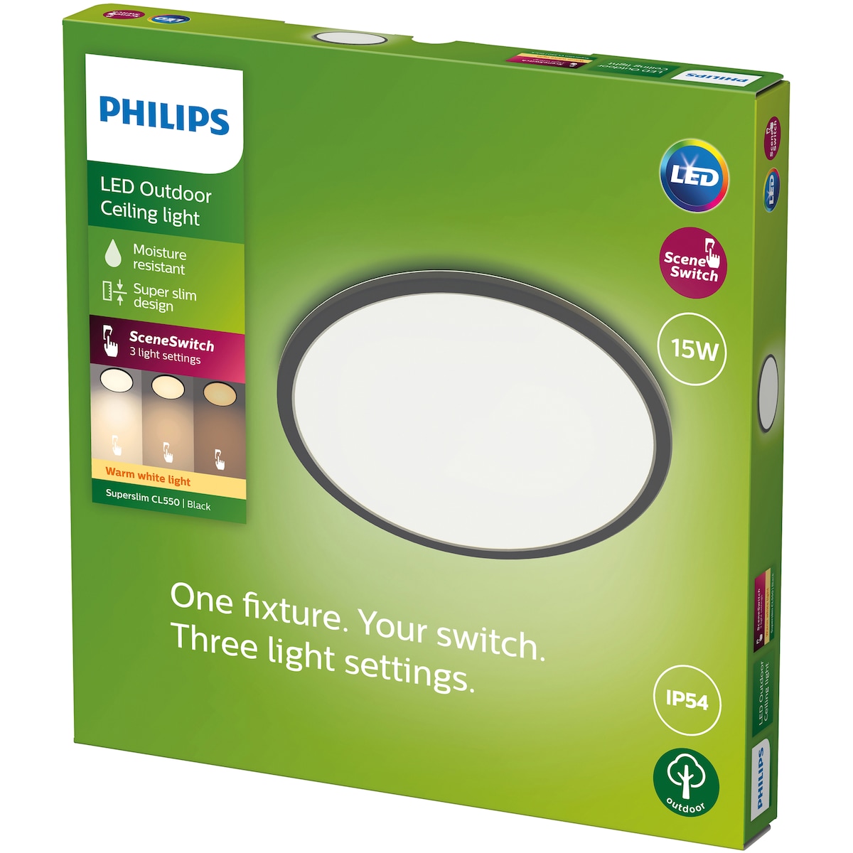 Philips SuperSlim utendørs taklampe15W