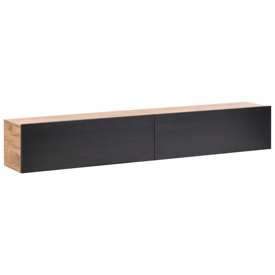 GLADSTONE - Wand TV-meubel - Zwart/Bruin - 180 cm - Vezelplaat