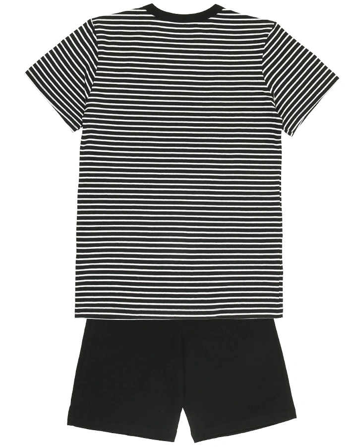 Schlafanzug STRIPES 2-teilig kurz in schwarz