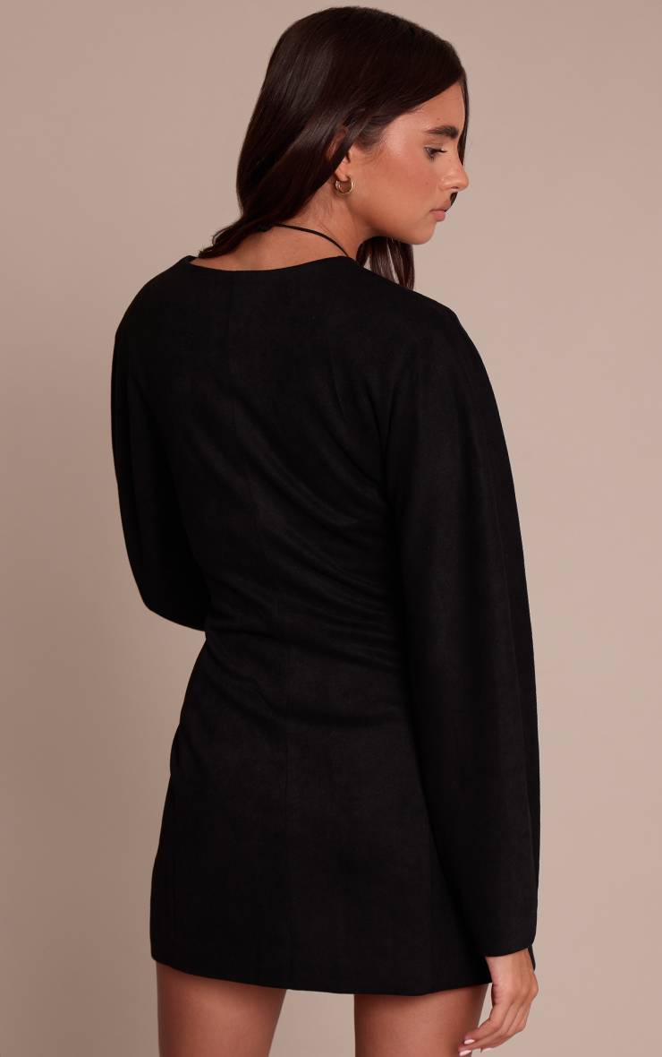 Noir Robe Blazer À Manches Cocon En Synthétique