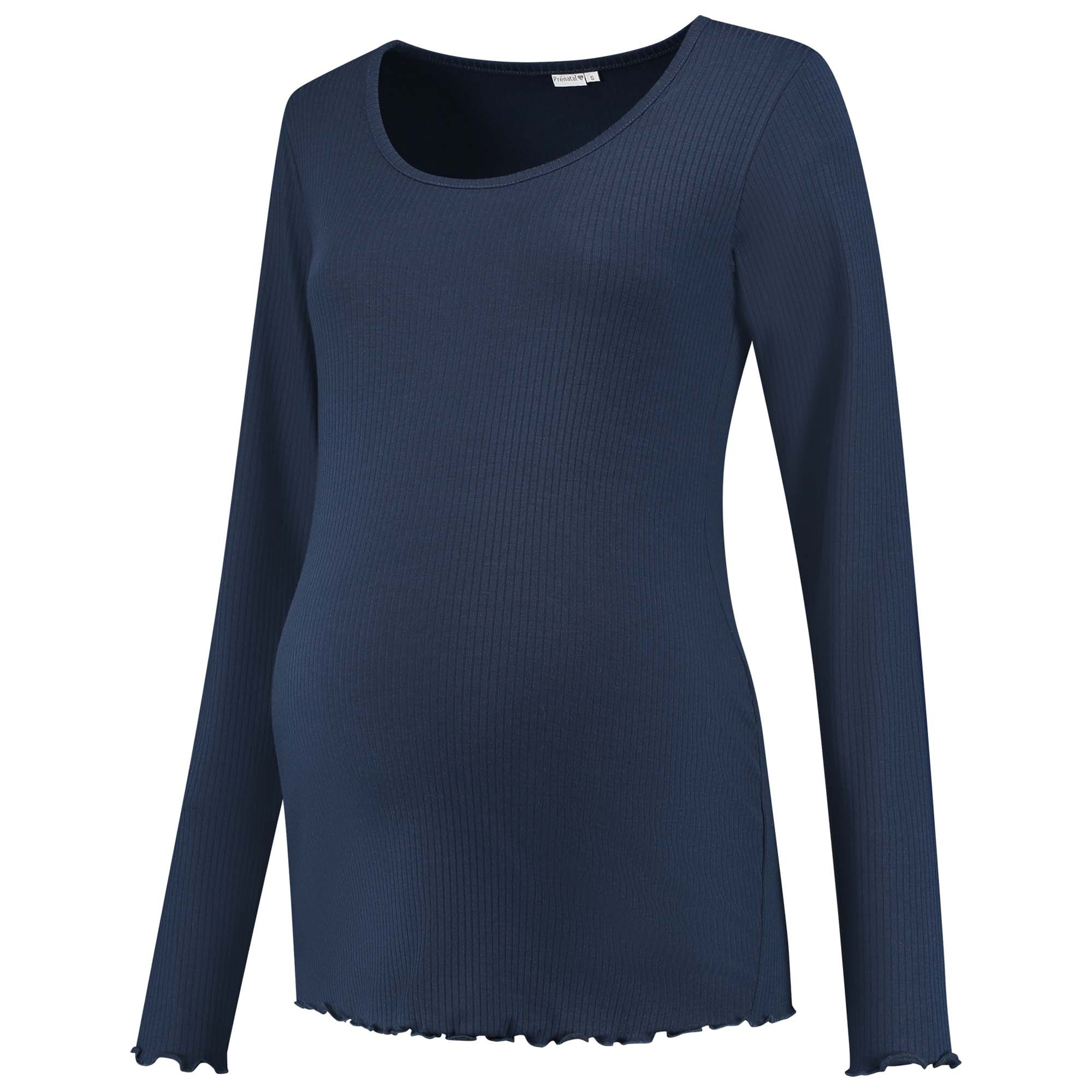 Prénatal zwangerschapsshirt lange mouwen effen blauw