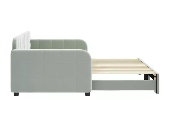 Lit de jour avec lit gigogne gris clair 90x200 cm velours