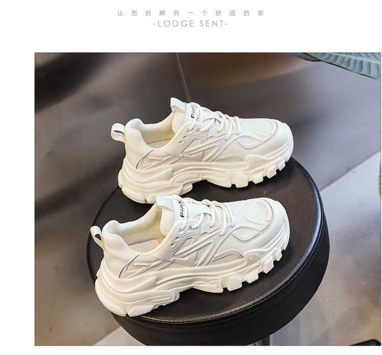 caneik - Platform Plain Mesh Panel Veterschoenen