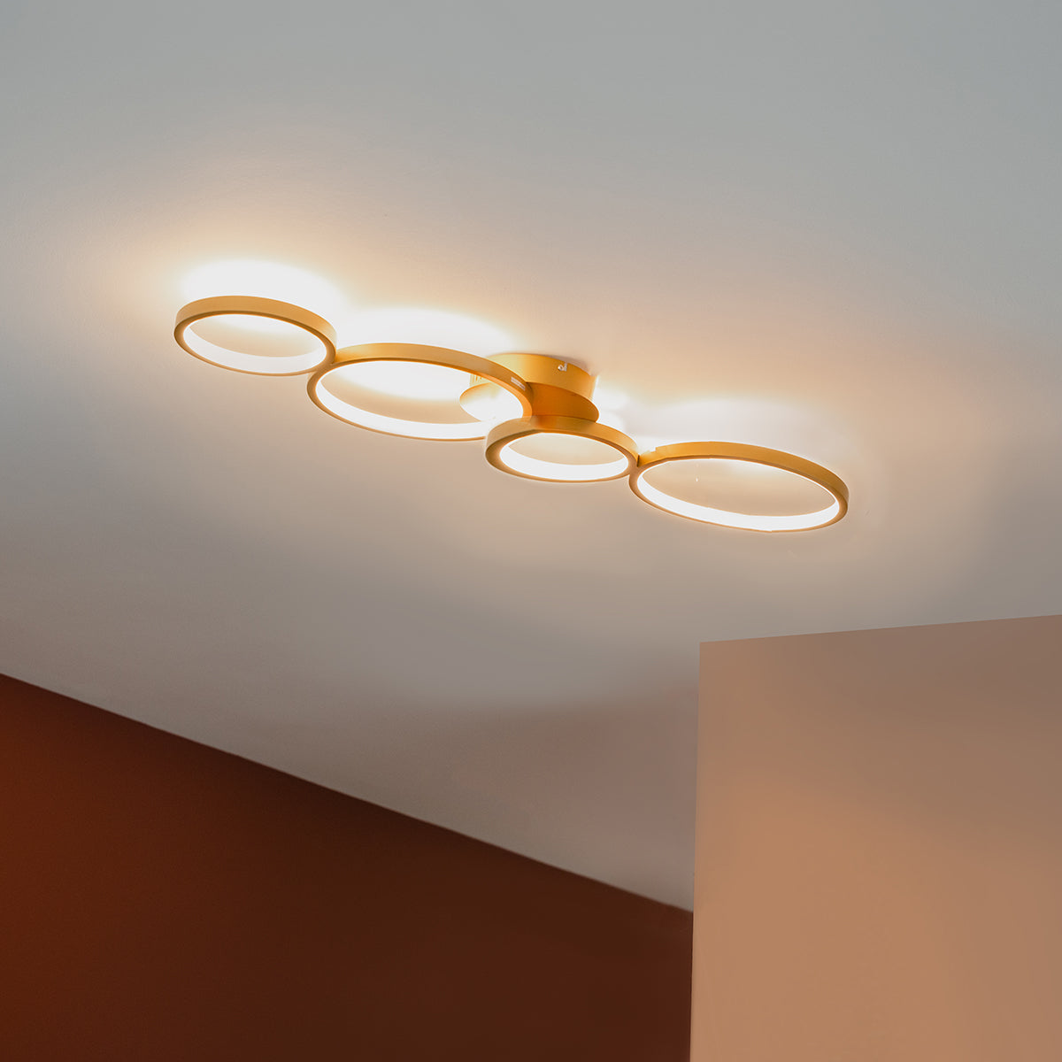QAZQA Plafondlamp goud incl. LED 3 staps dimbaar 4-lichts - Lupolo