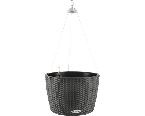Lechuza Nido Cottage 35 hangpot, kunststof, Ø 35 cm, H 23 cm, grijs, inclusief zelfbewateringssysteem, substraat en planteninzet