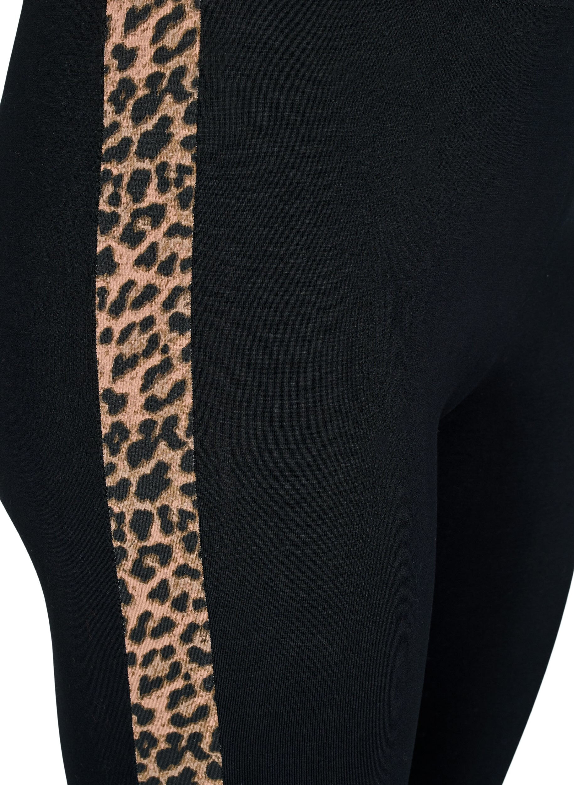 Leggings i viskose med leoprint-stribe