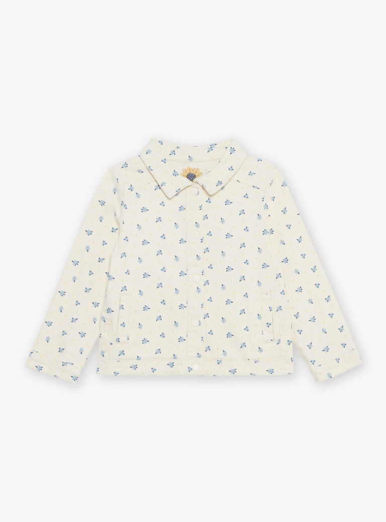 Veste en jean vanille à fleurs