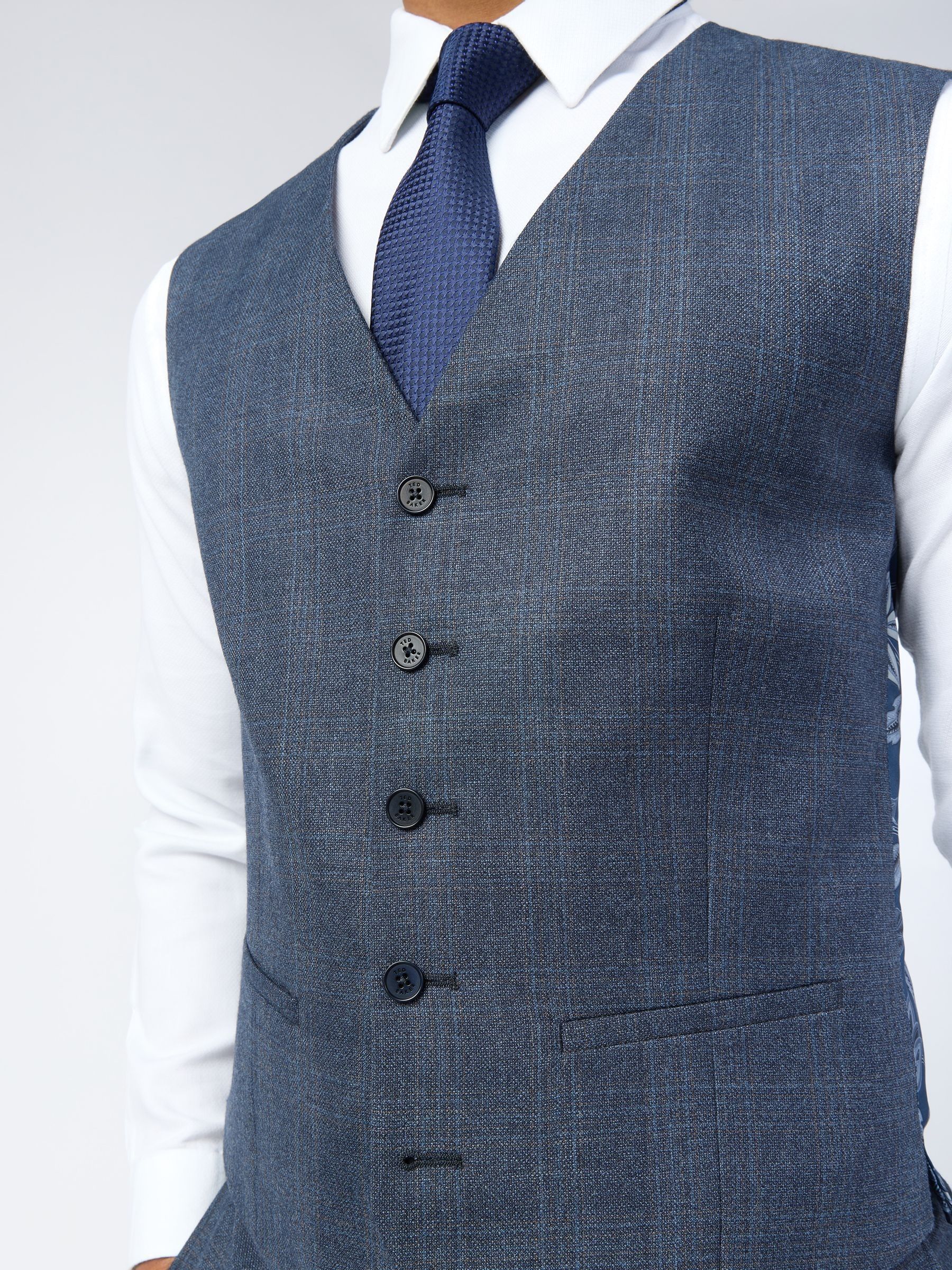 Ted Baker Tailoring Blue Byrne Check Waistcoat
