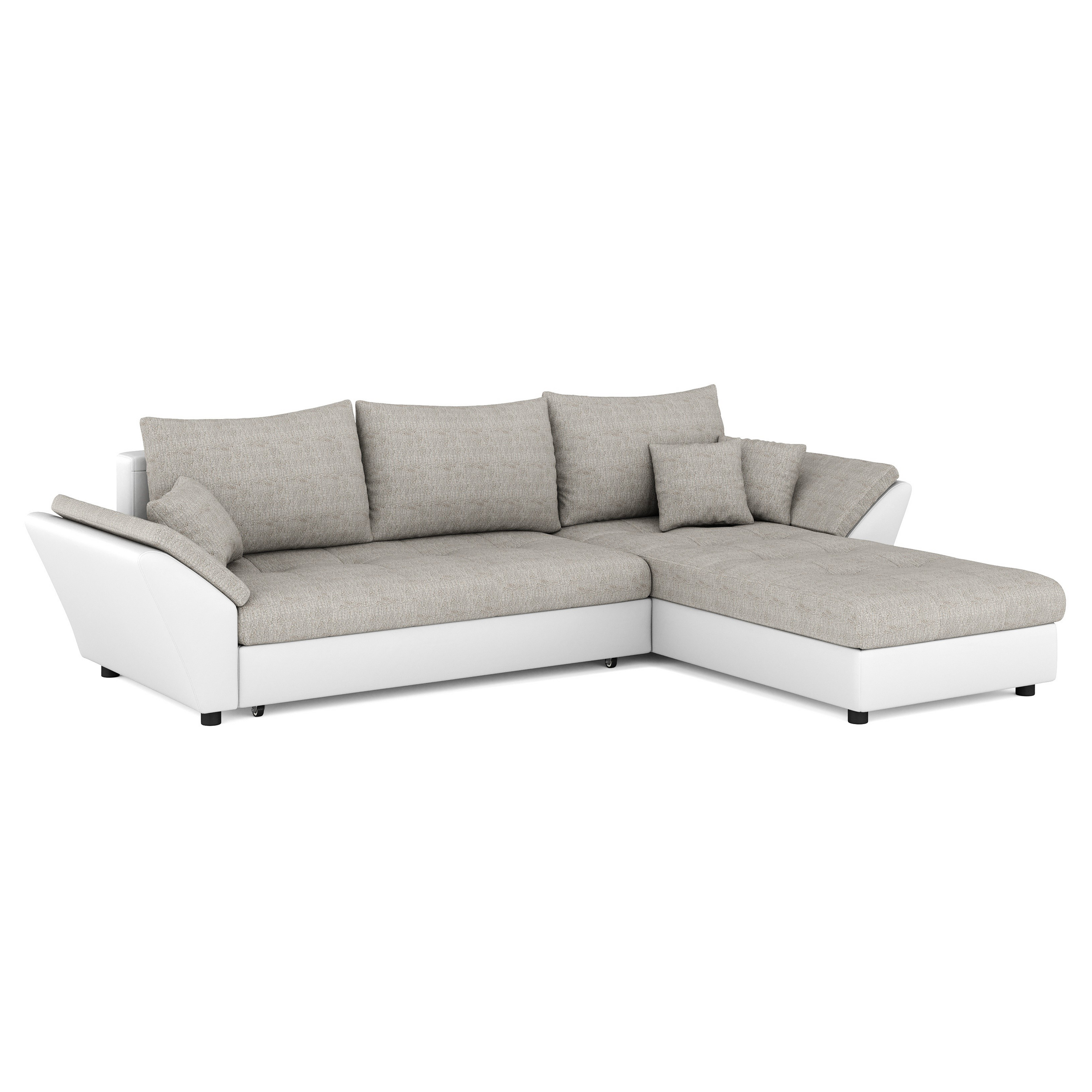 Ecksofa mit Schlaffunktion CAESAR links/rechts weiss/beige