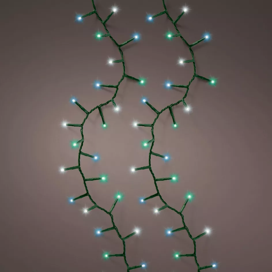 Guirlande lumineuse 34 m 1500 LED câble vert Luxe Tricolore Vert/Bleu/Blanc