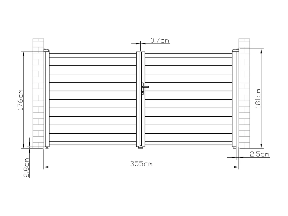 Portail électrique battant aluminium plein L355 x H181 cm anthracite - NAZARIO