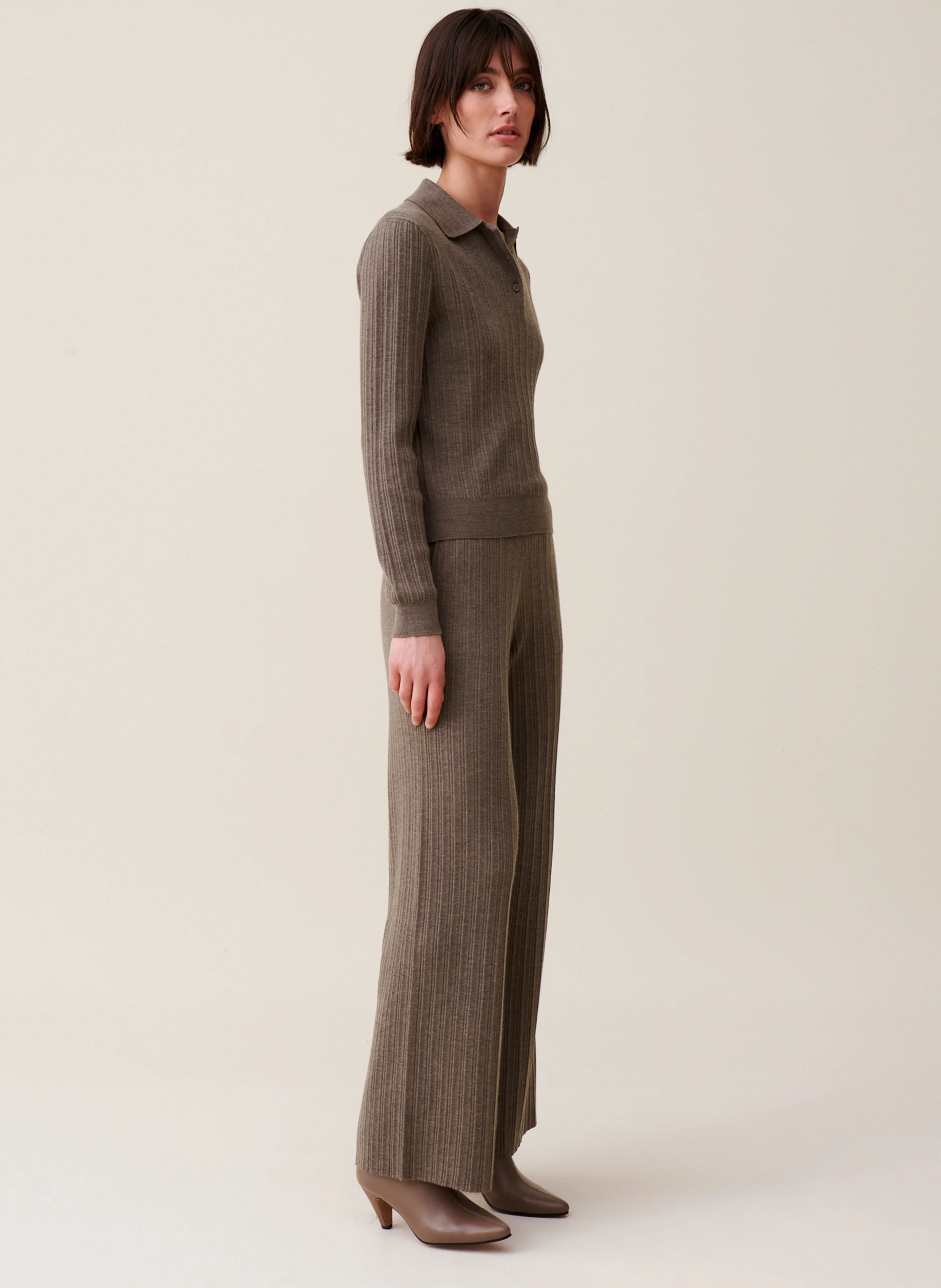 Polo regular-fit en laine | Marron
