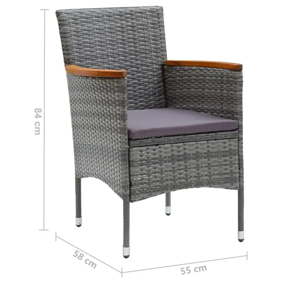 vidaXL - Tuinstoelen - Grijs - Poly rattan - 4 stuks