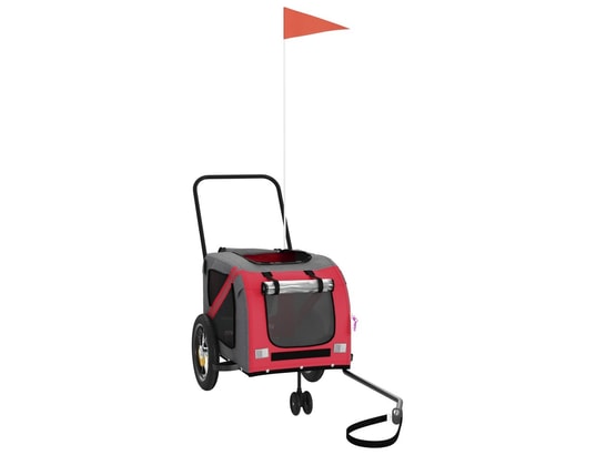 VIDAXL - Remorque de vélo pour chien rouge et noir tissu oxford et fe...