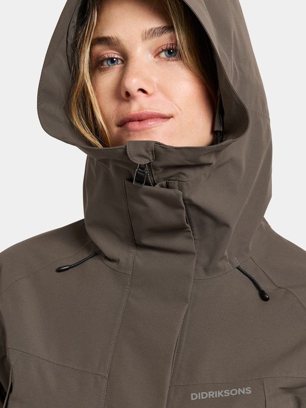 Didriksons Womens Ilma Parka 8 Lange jas (Dames |bruin |waterdicht)