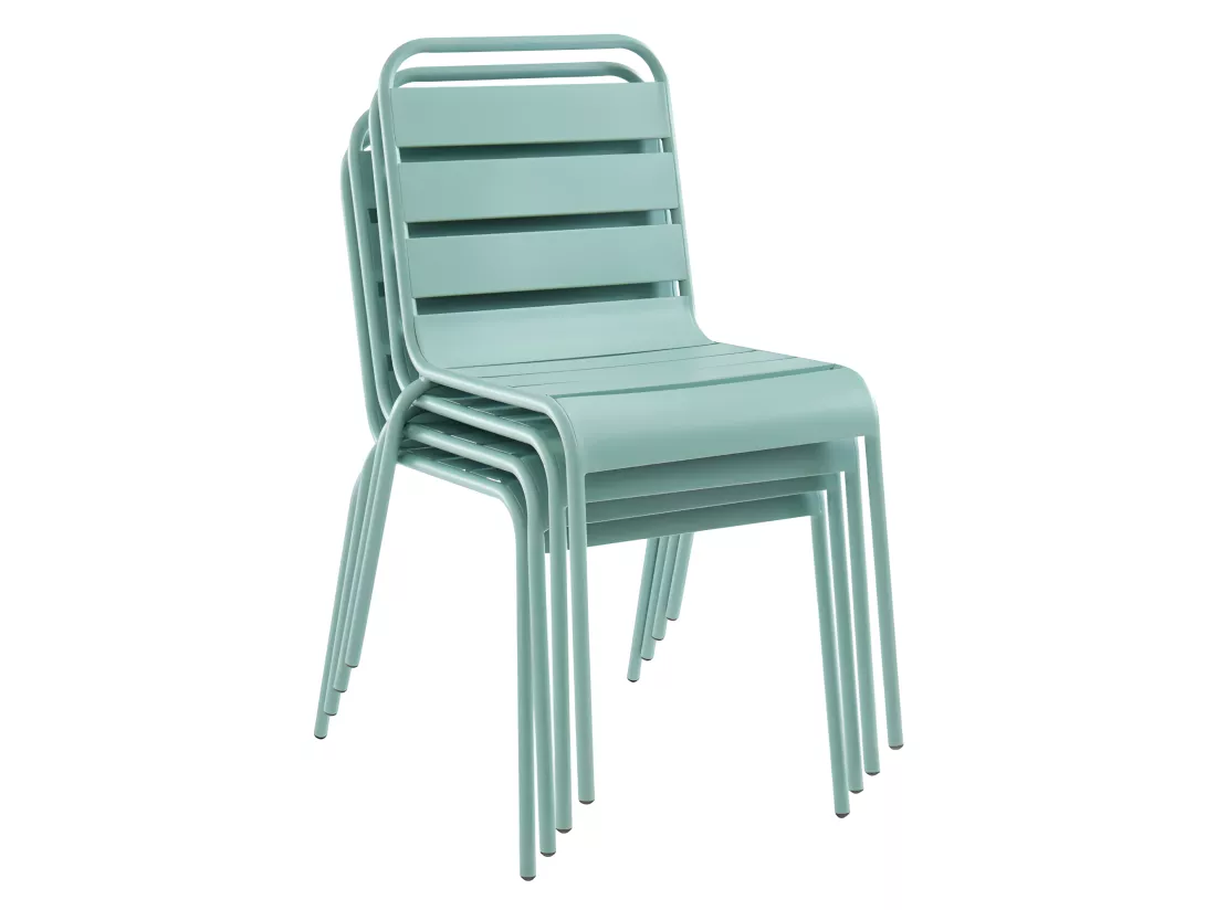 Lot de 2 chaises de jardin empilables en métal - Vert amande - MIRMANDE de MYLIA