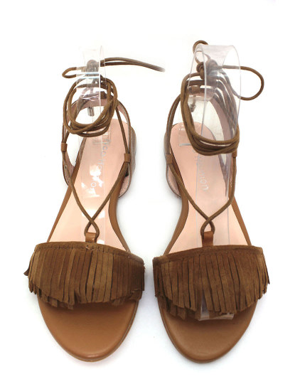 Noa Harmon Flat Sandals Brown Leather