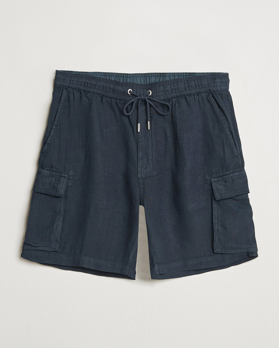 GANT Regular Fit Linen Cargo Shorts Darkened Navy