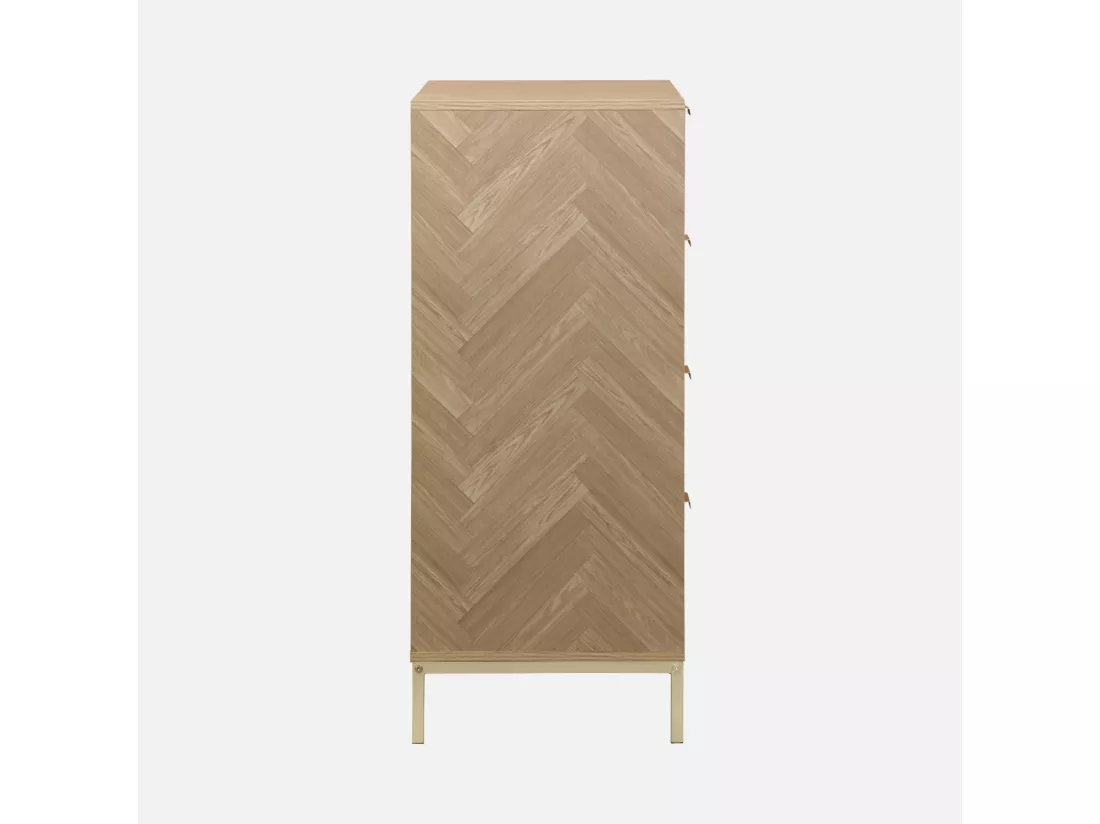 Commode Budapest. quatre tiroirs. décor chevrons L 80 x l 40 x H 95cm