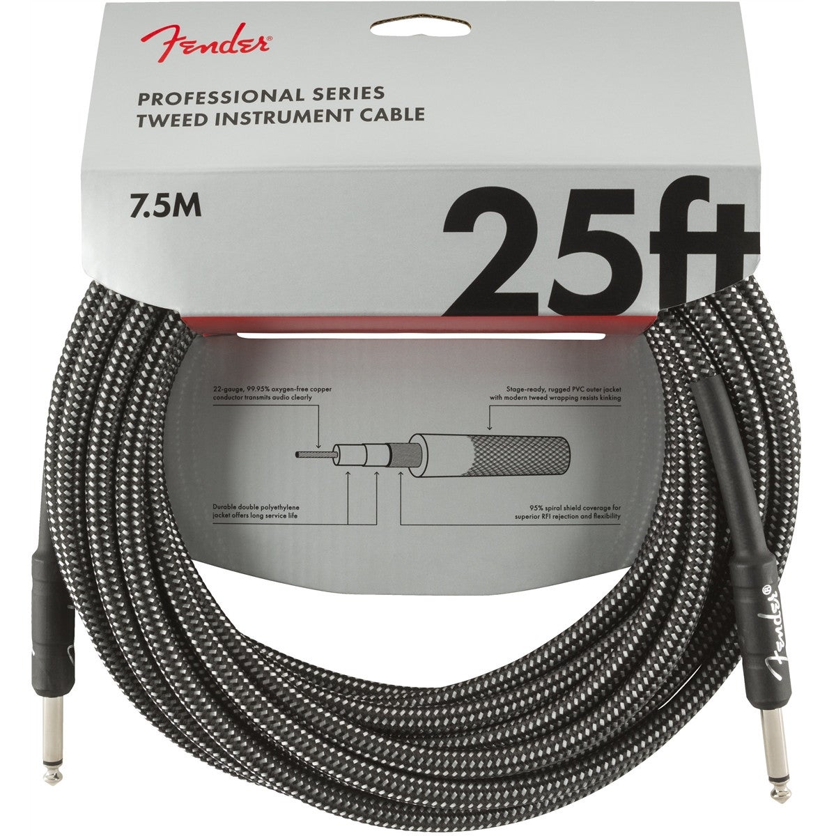 Fender Professional Tweed instrumentkabel 7.5 meter grijs