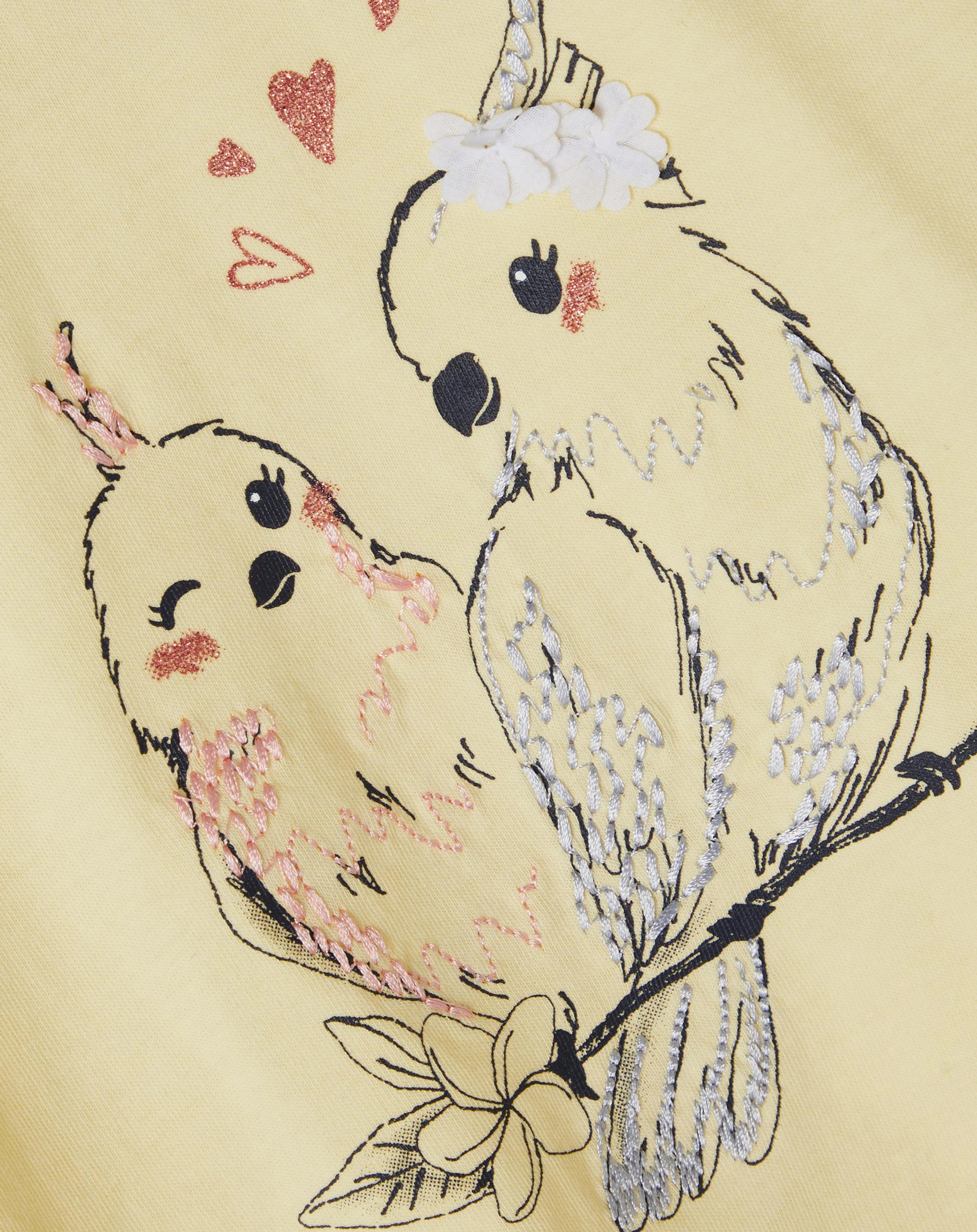 T-Shirt NMFDELTA BIRDS in double cream