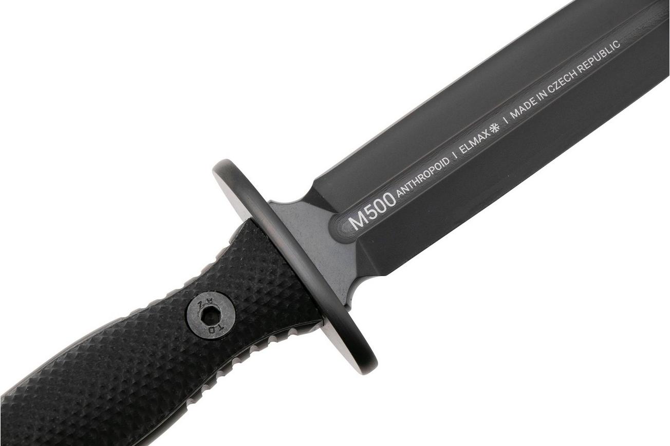 ANV M500 Anthropoid DLC Elmax, Black Handle, M500-001, Black Kydex Sheath, dolkmes