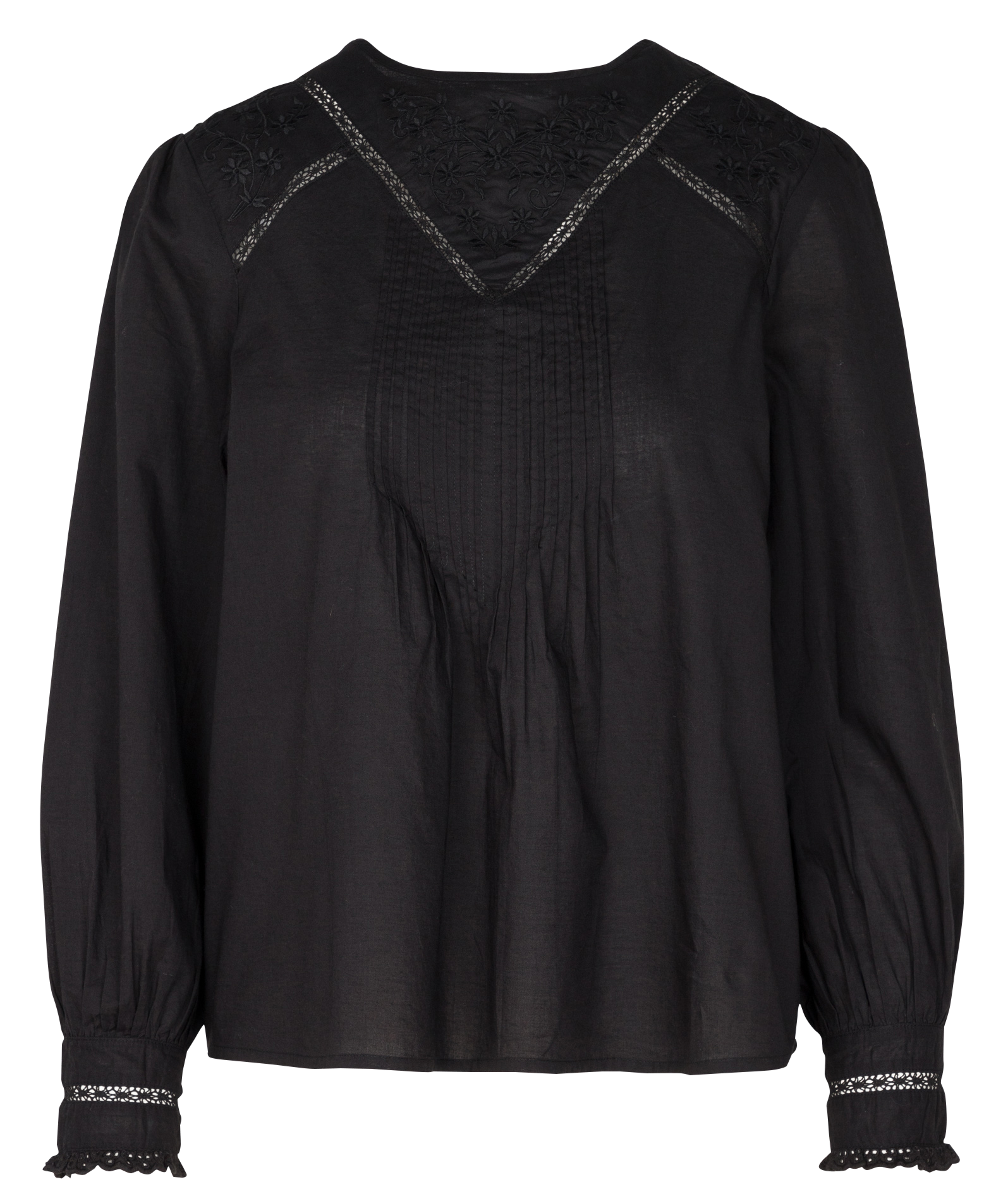 HELENA - Blouse en coton brodé | Noir