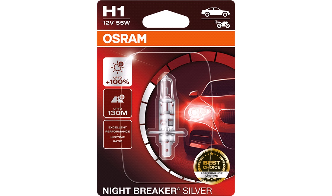 Pære H1 Night Breaker Silver +100 - Osram