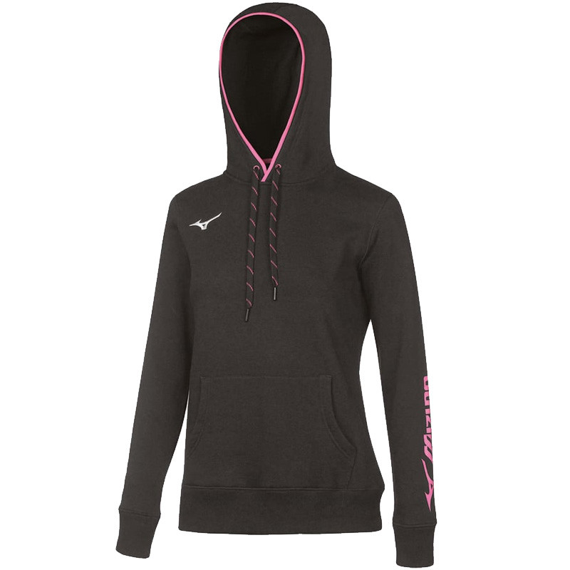 Sweat femme Hoodie Mizuno Team noir-rose
