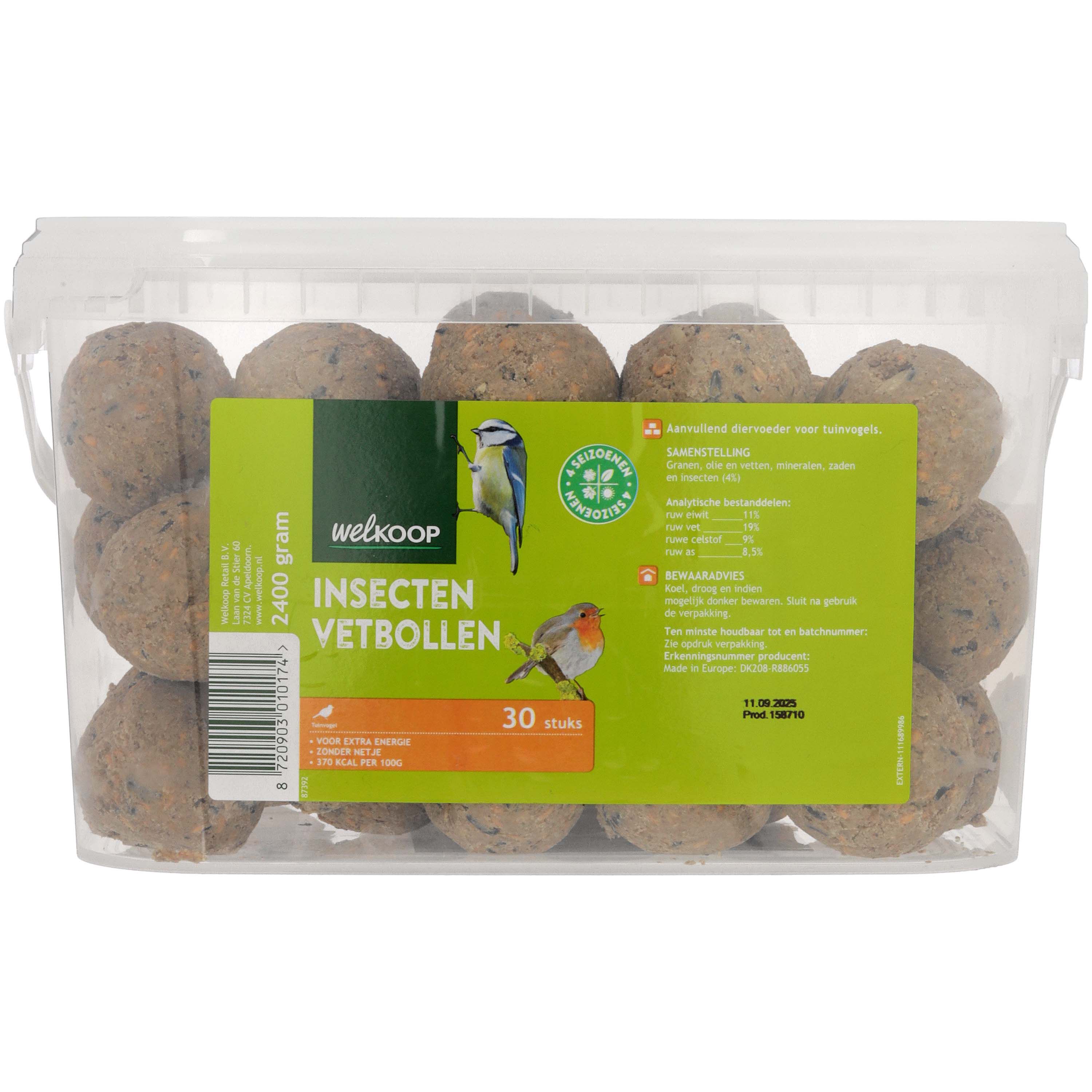 Welkoop Vetbollen met insecten zonder netje - Tuinvogelvoer - 30 Stuks - Insect