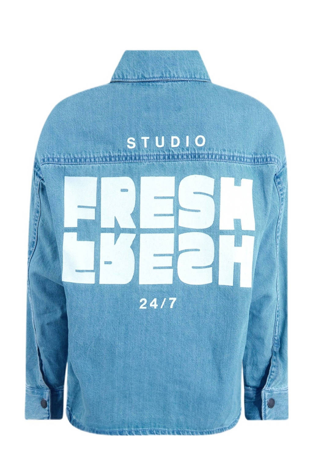 Shoeby denim overhemd met tekst denim blue
