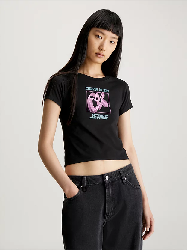 Camiseta slim de algodão com logotipo.