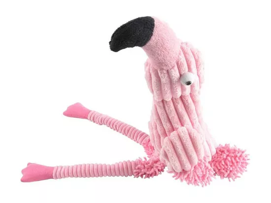 Jouet peluche Flamant rose sonore - Rose - L 46 x l 7 cm