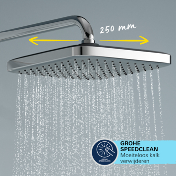 Grohe Douchesysteem Vitalio Comfort 250 Douchesysteem vierkant met omstelling, Max. 8,0L/M Bij 3 Bar Chroom - hartafstand kraan 15 cm