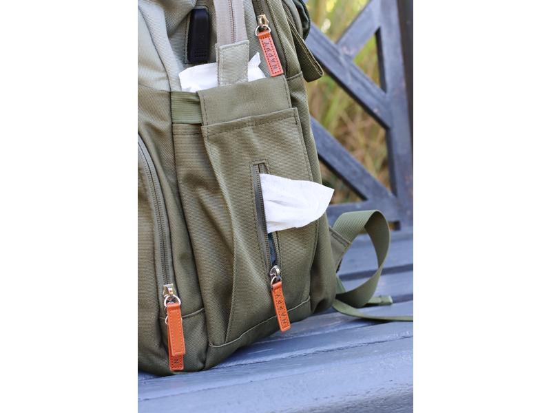 LIINI Wickelrucksack rPET Olive Wickelrucksack mit wasserabweisender Wickelunterlage für unterwegs