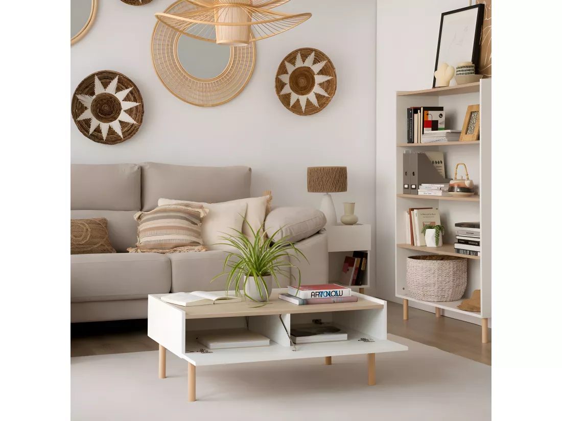 Table basse effet bois naturel 100x40