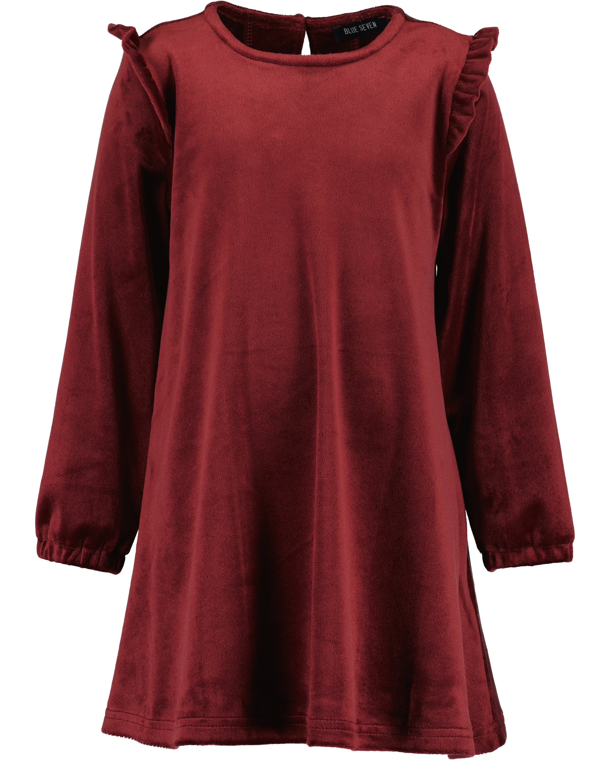 Blue Seven Sweatkleid in samtiger Optik und mit süssen Rüschen