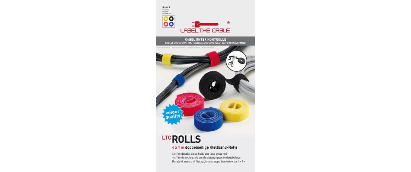 Klettband-Rolle ROLL STRAPS 16 mm x 1 m RGB, 4 RollenKlettbandrolle LTC ROLL STRAP: Die Universallösung fürs Bündeln & Fixieren