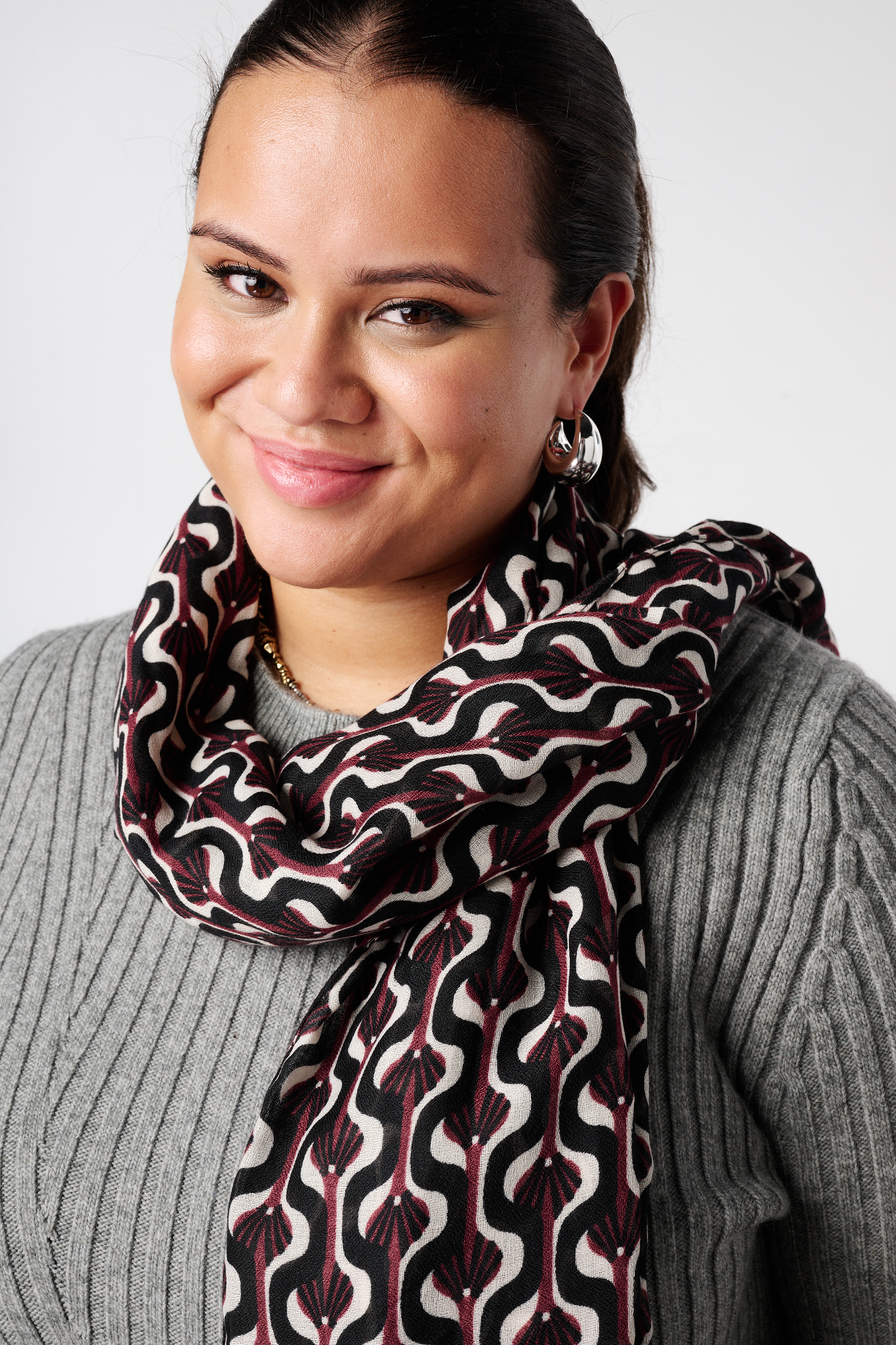 Sjaal met print Multi Bessen rood