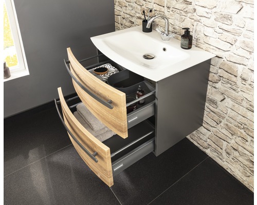 Wastafelmeubel FACKELMANN Andria BxHxD 59 x 63 cm x 44 cm Frontkleur eikenhouten decor 79602