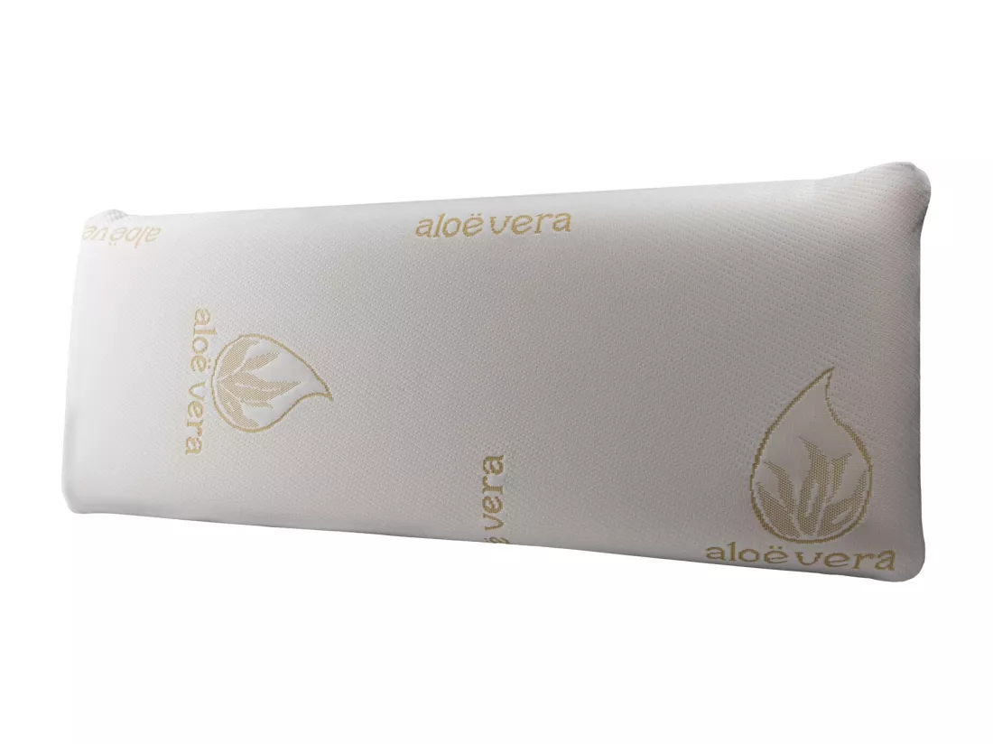 Oreiller en Mousse à Mémoire de Forme Aloe Vera - Housse Déhoussable - 40x70 Cm