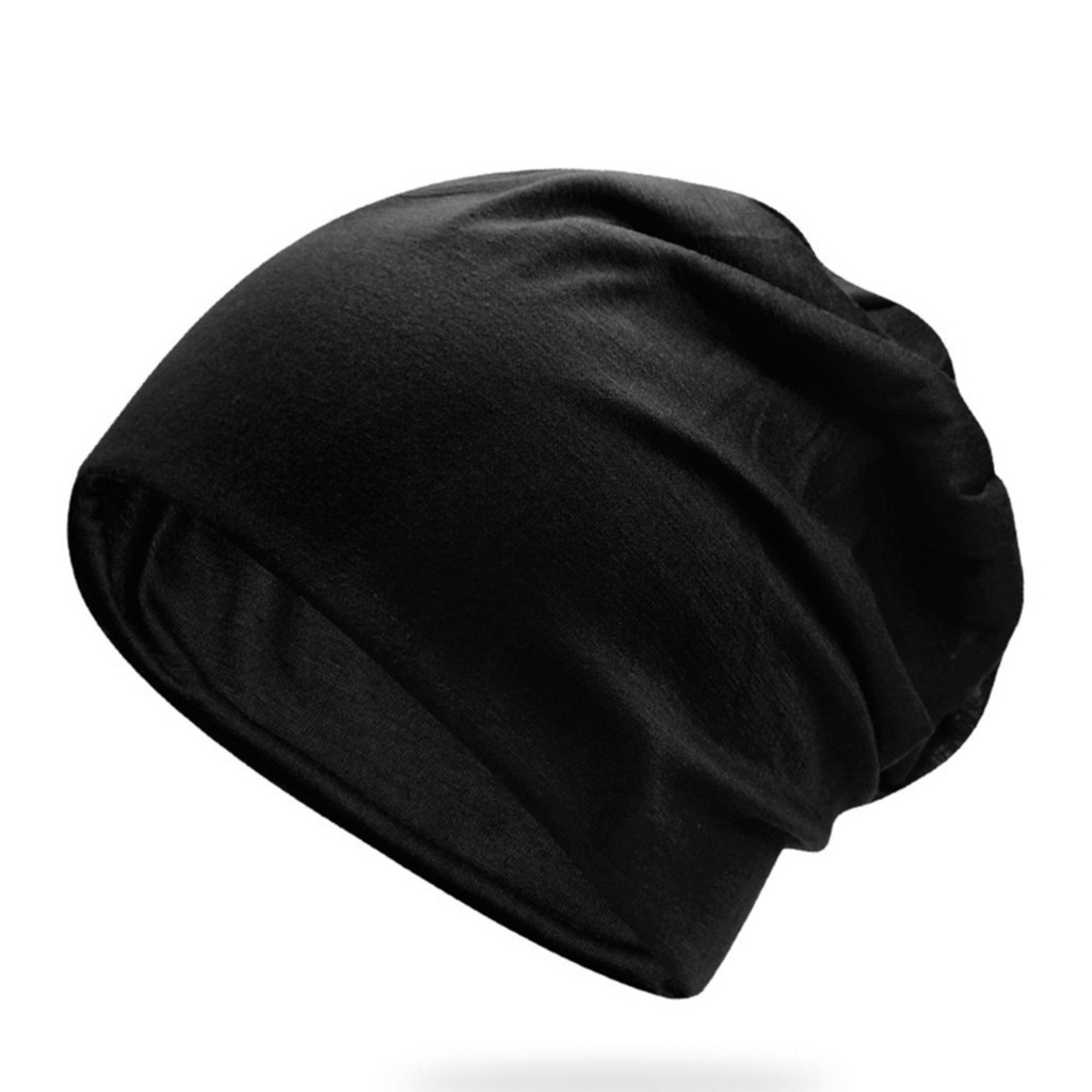 Unisex Beanie Baumwolle Winter Mütze (One Size) - Schwarz