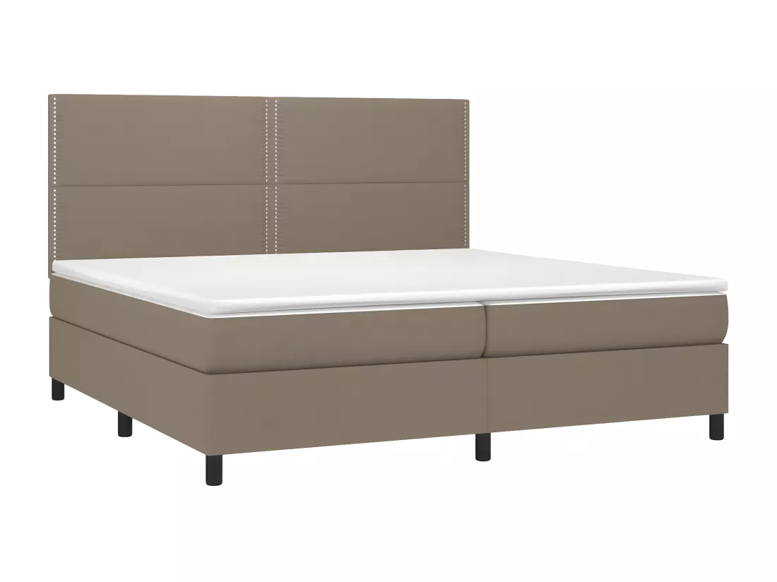 Sommier tapissier et matelas et LED Taupe 200x200 cm Tissu