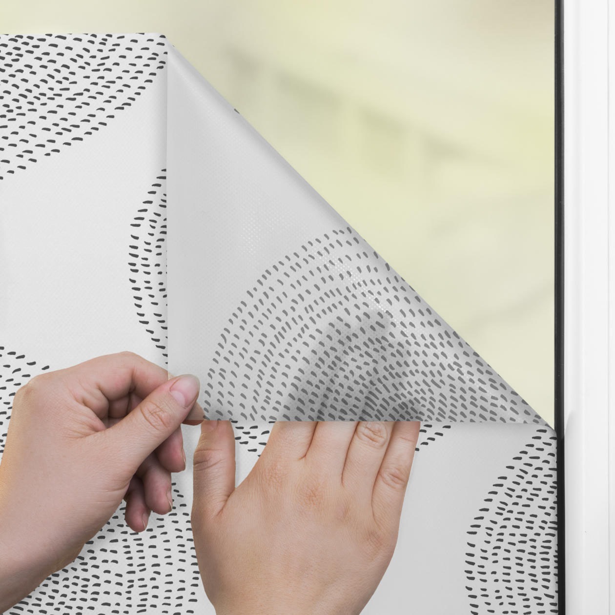 LICHTBLICK ORIGINAL Fensterfolie »Fensterfolie selbstklebend, Sichtschutz, Stripy Boho Drop  - Weiss« 1 Stk. blickdicht glatt statisch haftend