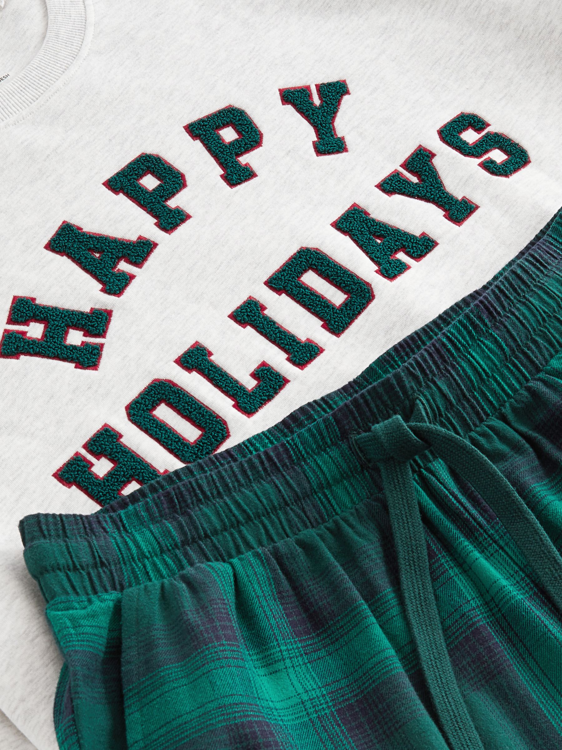 Grijs/groen - Matching Family kerstpyjama voor heren met de tekst 