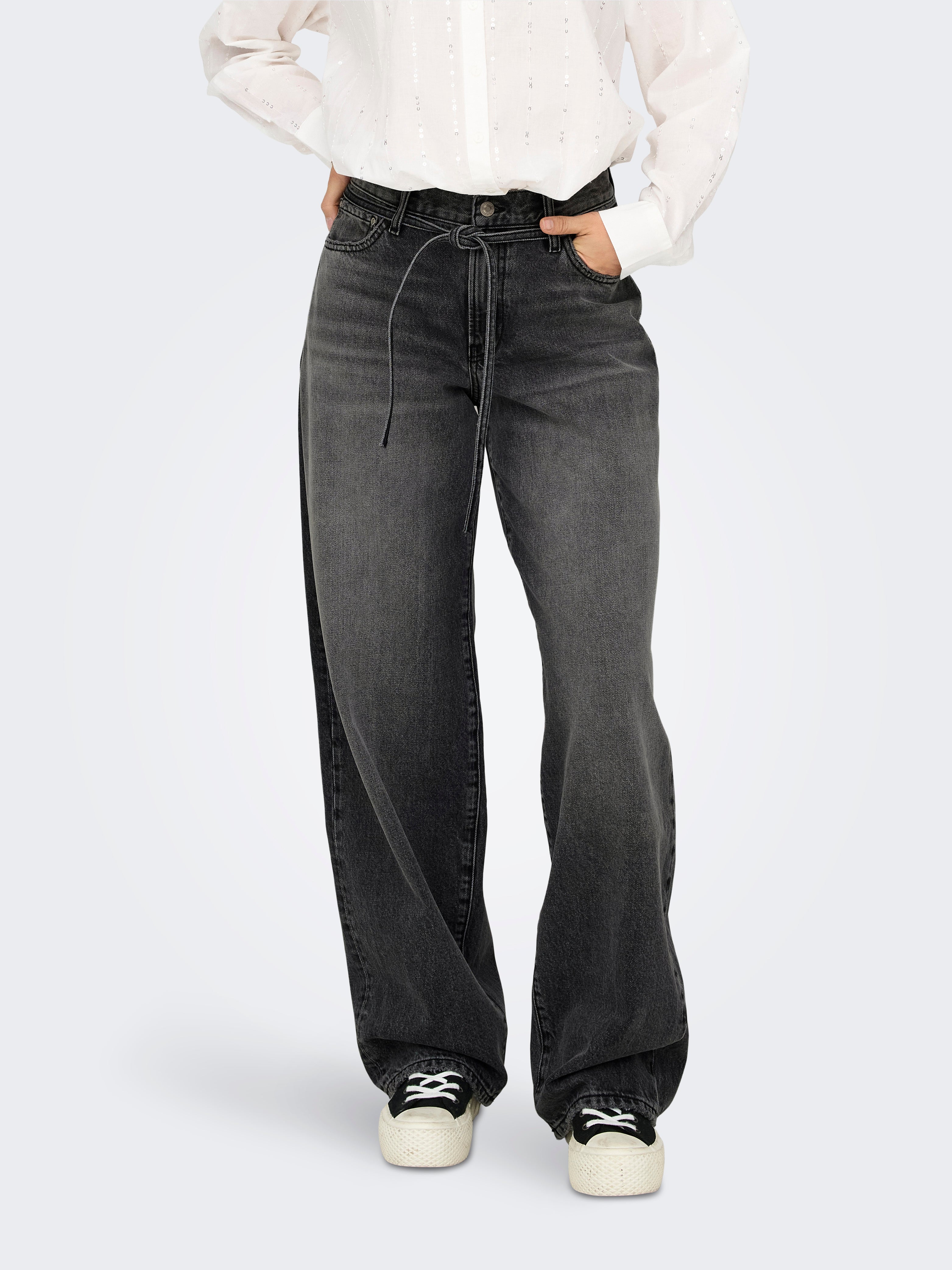 ONLGIANNA Mittlere Taille Ballon Schnitt Jeans Washed Black
