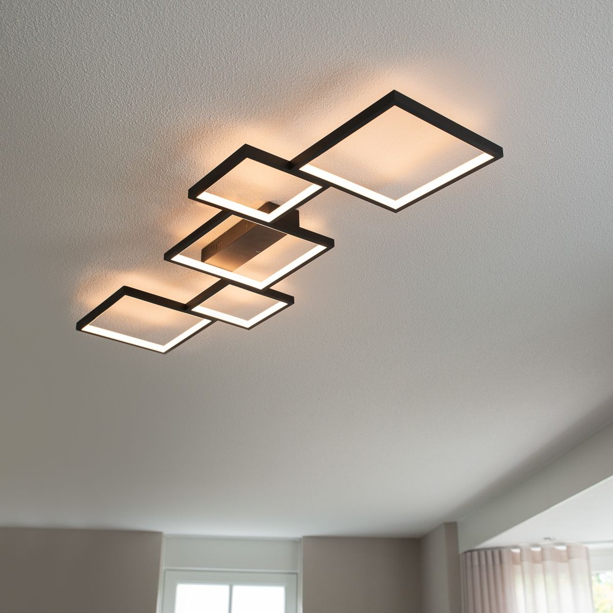 Plafondlamp zwart incl. LED 3 staps dimbaar 5-lichts - Lejo