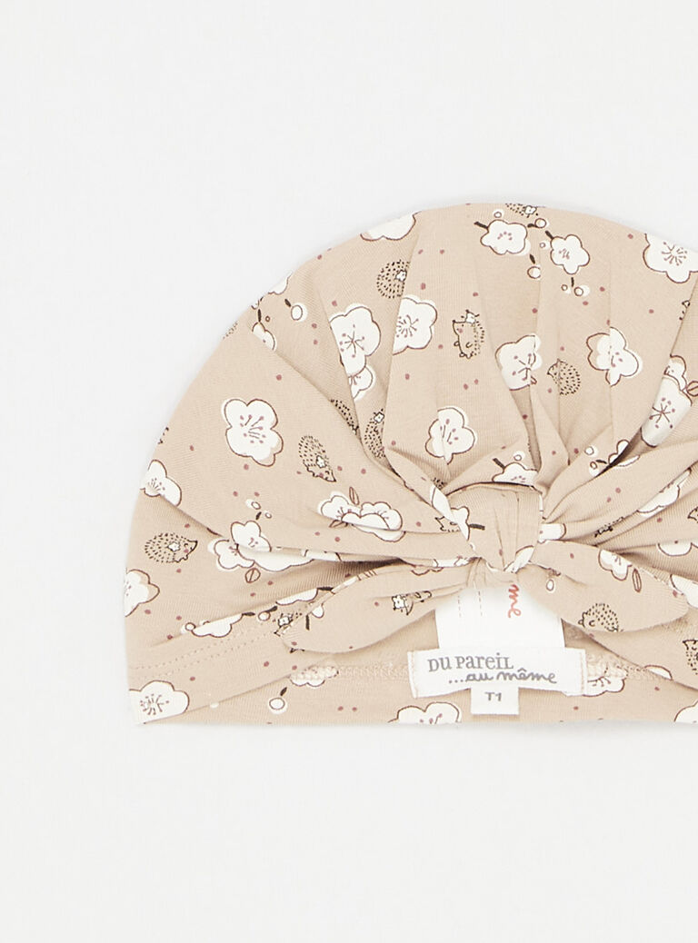 Turban rose vintage imprimé pour fille